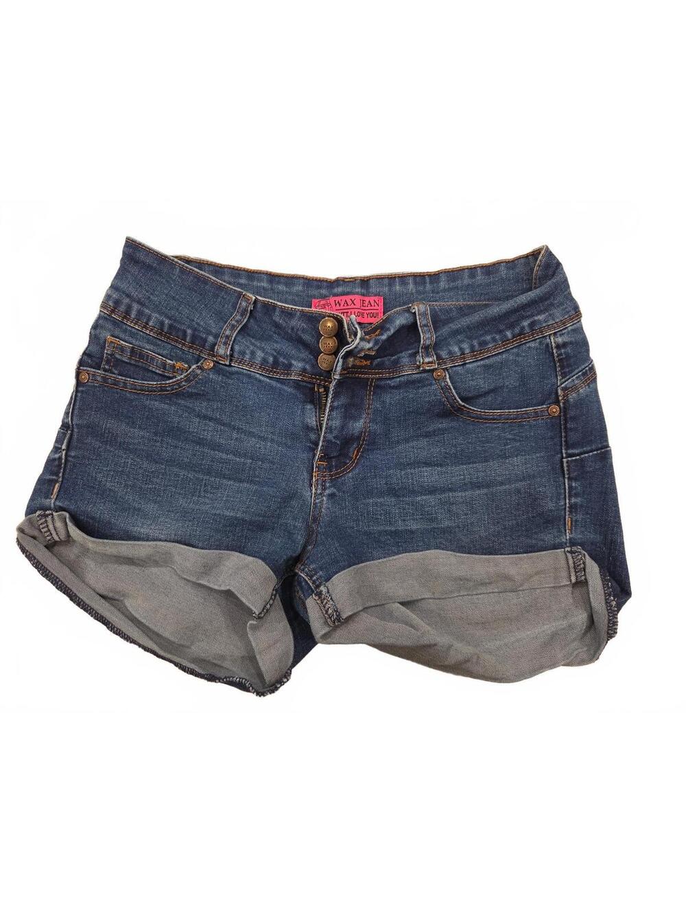 Wax Jean Butt I Love You Dark Wash Cuffed Denim Jean Shorts Size S